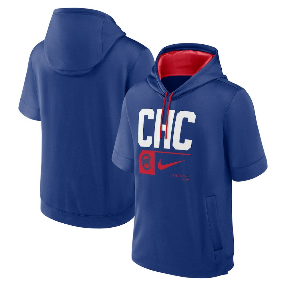 Chicago Cubs Tri Code Lockup Short Sleeve Pullover Hoodie Royal