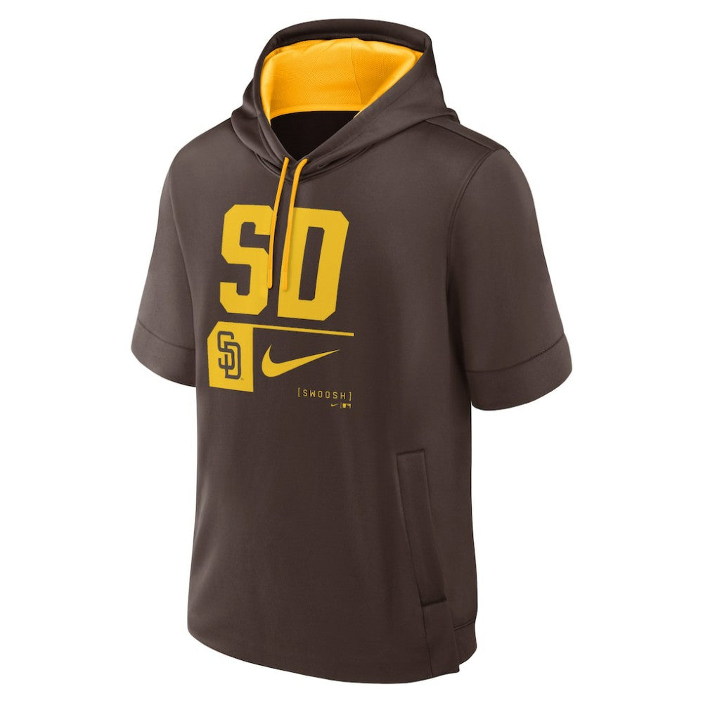 San Diego Padres Tri Code Lockup Short Sleeve Pullover Hoodie Brown