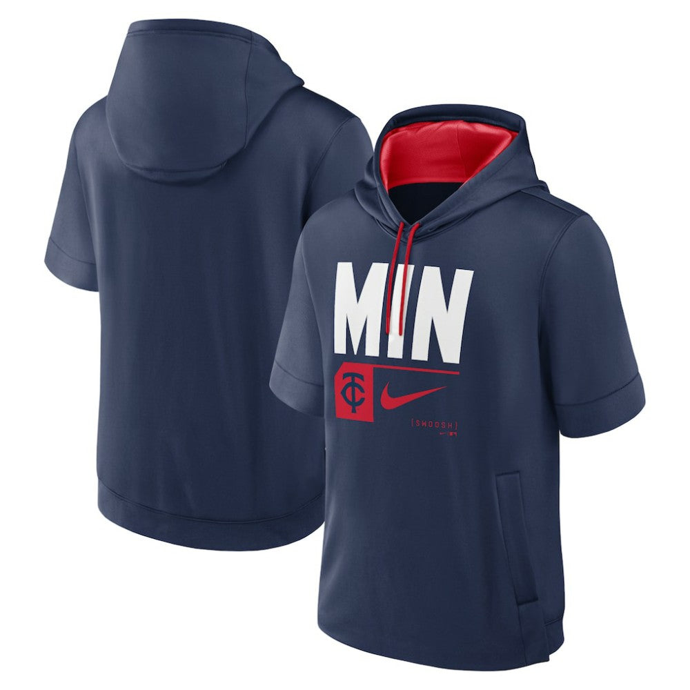 Minnesota Twins Tri Code Lockup Short Sleeve Pullover Hoodie Navy