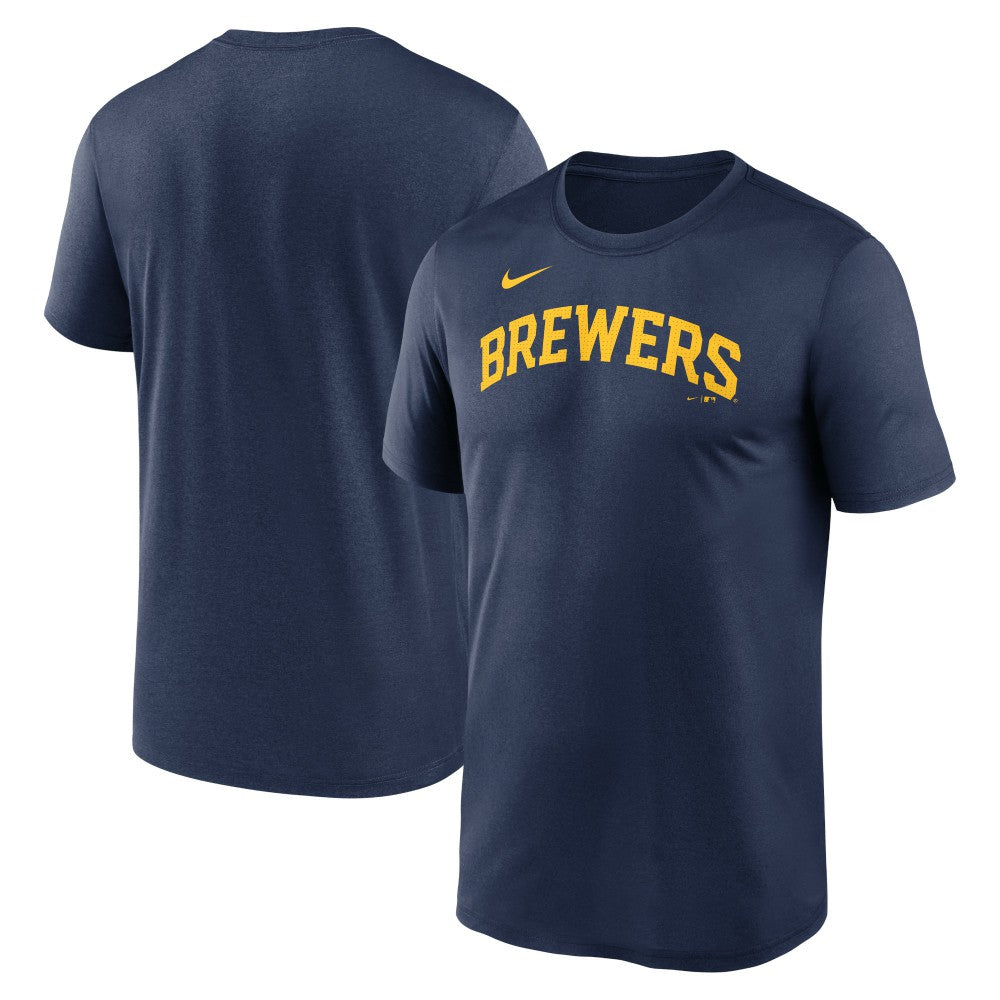Milwaukee Brewers Legend Fuse Wordmark T-Shirt  Navy