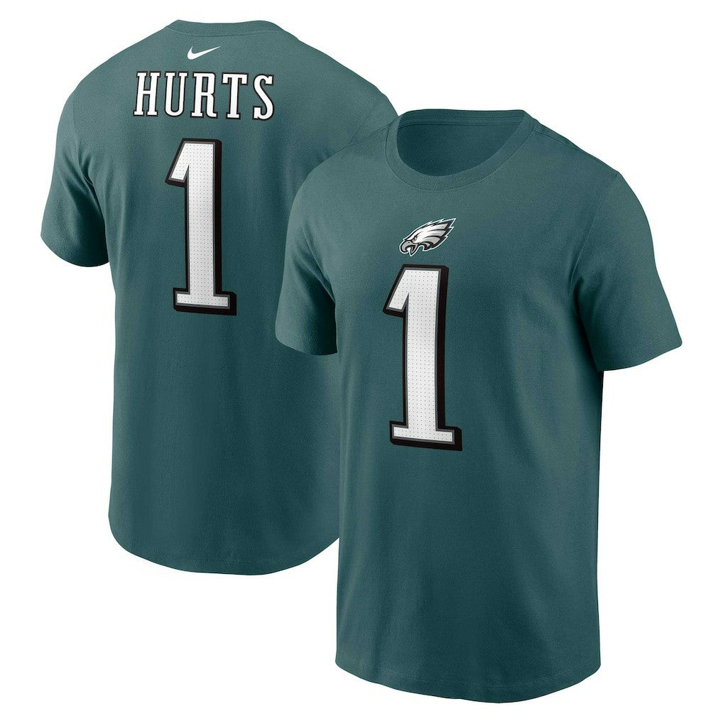 Jalen Hurts Philadelphia Eagles Player Name & Number T-Shirt - Midnight Green discount