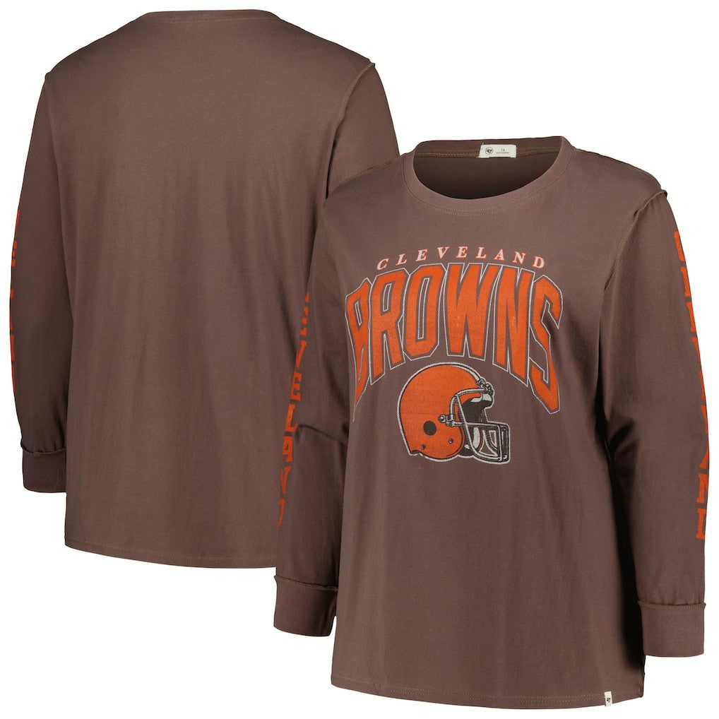 Cleveland Browns '47 Women's Plus Size Honey Cat SOA Long Sleeve T-Shirt - Brown online