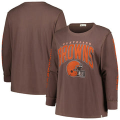 Cleveland Browns '47 Women's Plus Size Honey Cat SOA Long Sleeve T-Shirt - Brown online