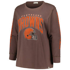 Cleveland Browns '47 Women's Plus Size Honey Cat SOA Long Sleeve T-Shirt - Brown online
