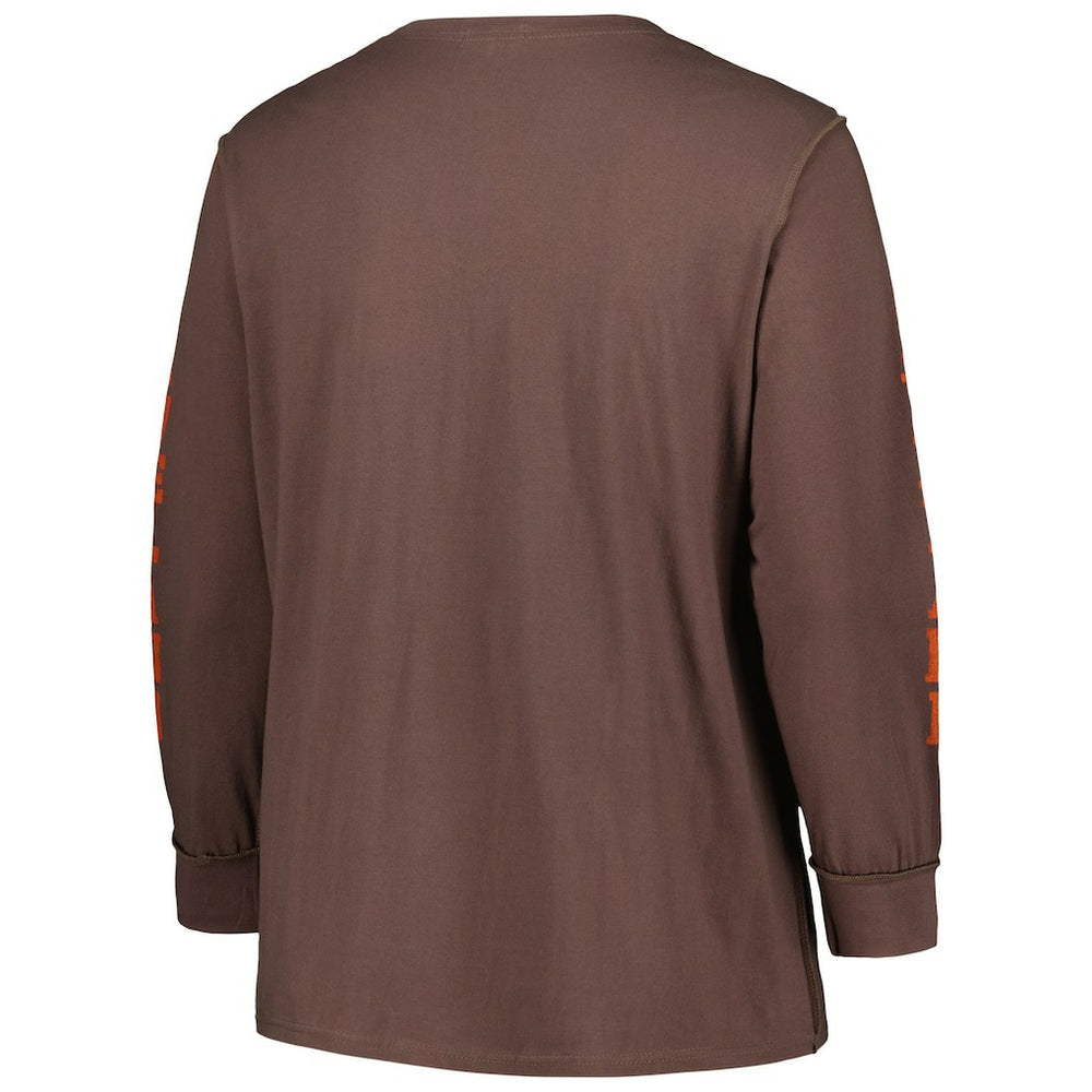 Cleveland Browns '47 Women's Plus Size Honey Cat SOA Long Sleeve T-Shirt - Brown online
