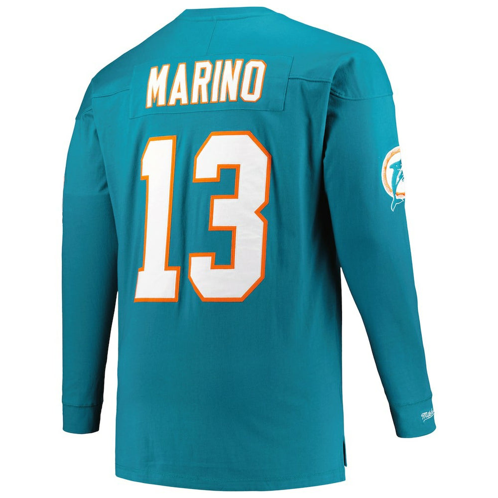 Dan Marino Miami Dolphins Big & Tall Cut & Sew Player Name & Number Long Sleeve T-Shirt - Aqua sale
