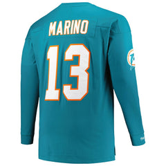 Dan Marino Miami Dolphins Big & Tall Cut & Sew Player Name & Number Long Sleeve T-Shirt - Aqua sale