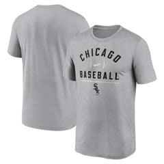Chicago White Sox Arch Baseball Stack Performance T-Shirt Heather Charcoal
