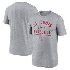 St. Louis Cardinals Arch Baseball Stack Performance T-Shirt Heather Charcoal