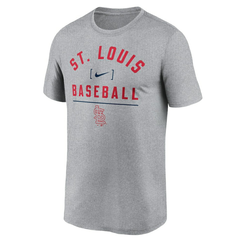 St. Louis Cardinals Arch Baseball Stack Performance T-Shirt Heather Charcoal