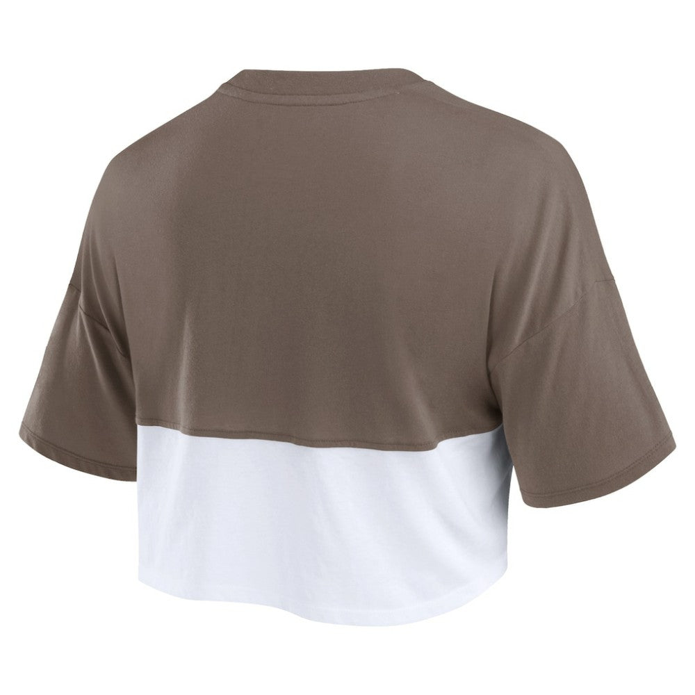 San Diego Padres Women's Color Split Boxy Cropped T-Shirt Brown/White