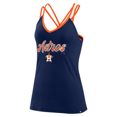 Houston Astros Women's Go For It Strappy V-Neck Tank Top Navy