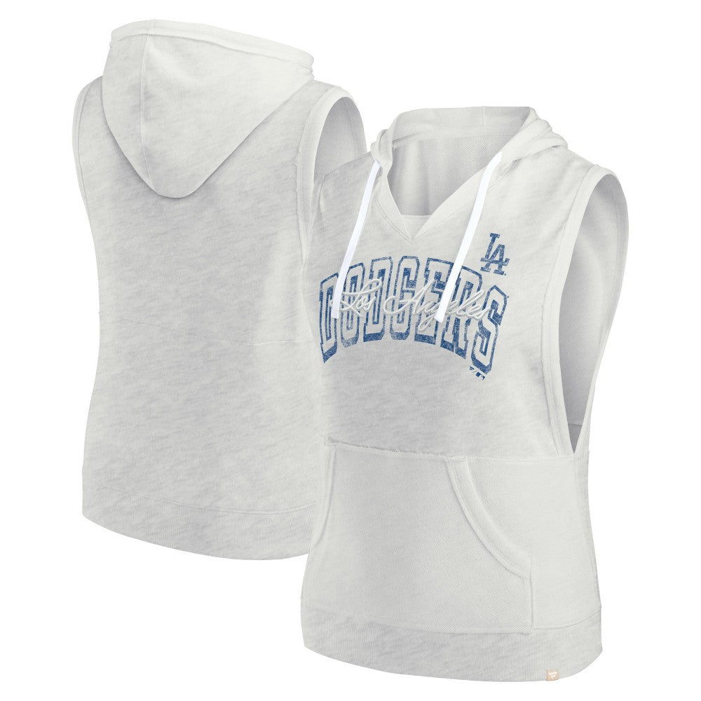 Los Angeles Dodgers Women's Lounge Script Sleeveless Pullover Hoodie Ash