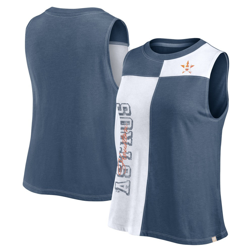 Houston Astros Women's Color-Block Tank Top Navy/White