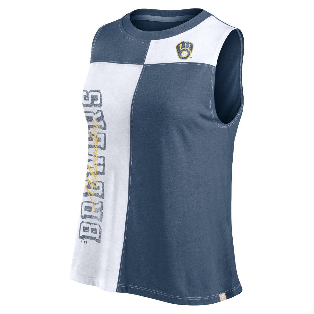 Milwaukee Brewers Women's Color-Block Tank Top Navy/White