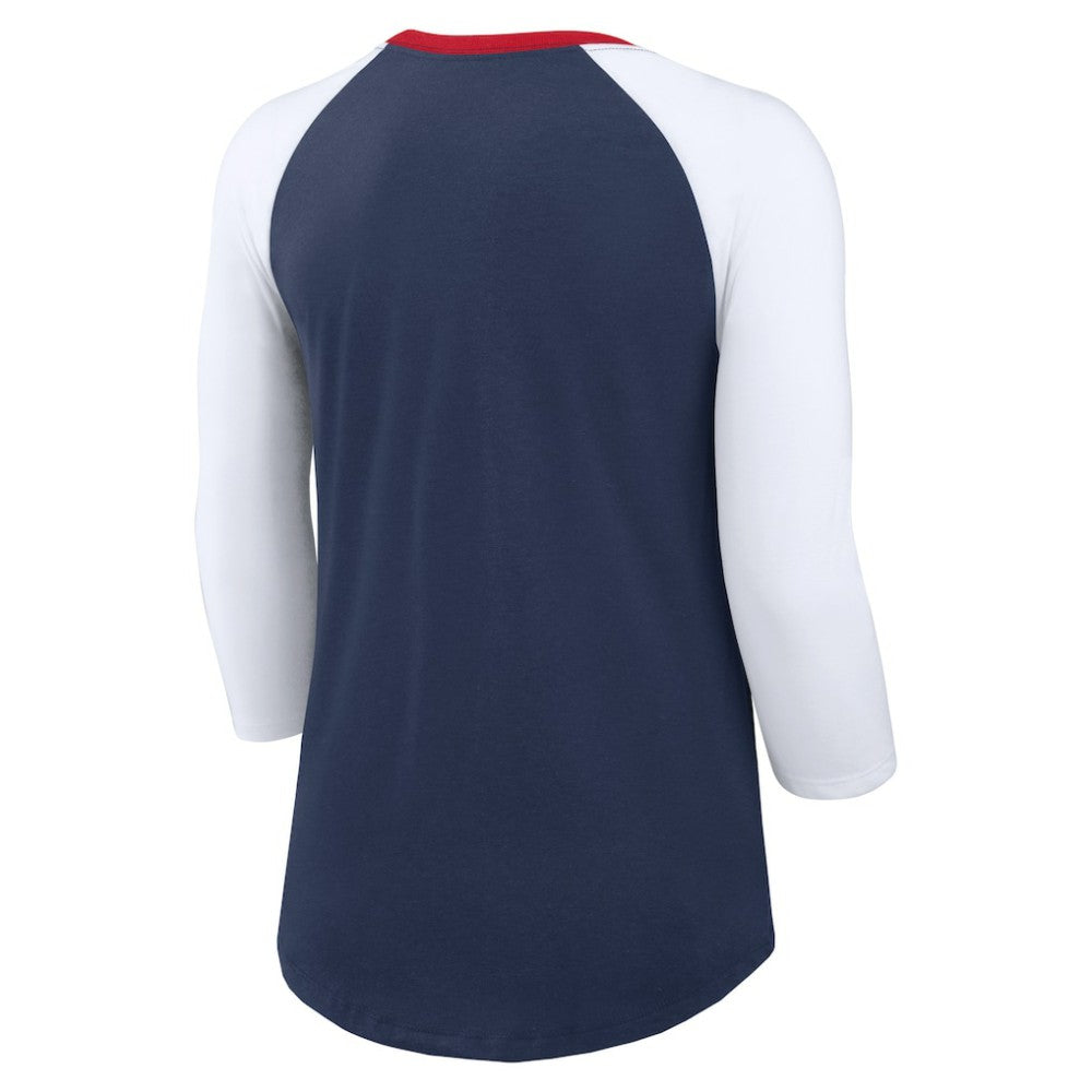 Atlanta Braves Women's Knockout Arch 3/4-Sleeve Raglan Tri-Blend T-Shirt Navy/White