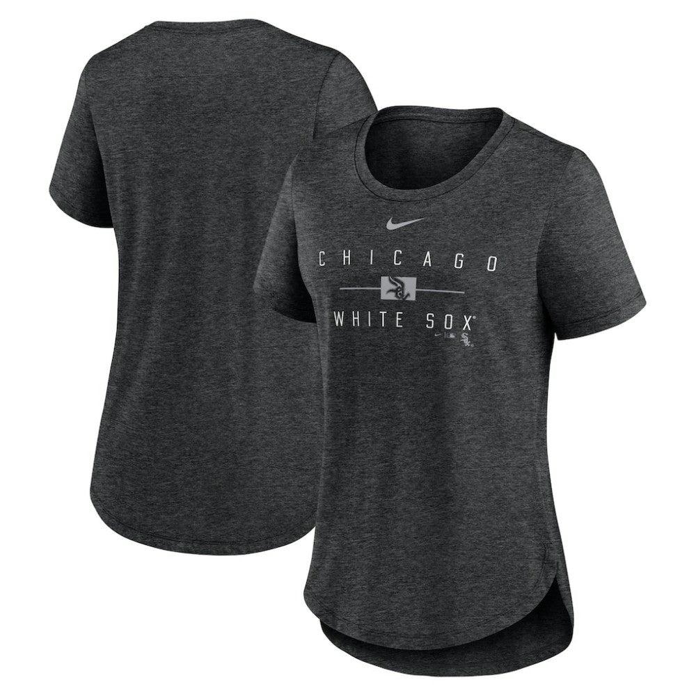 Chicago White Sox Women's Knockout Team Stack Tri-Blend T-Shirt Heather Black