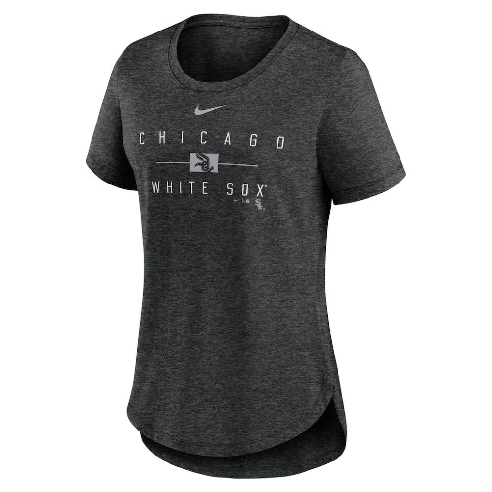 Chicago White Sox Women's Knockout Team Stack Tri-Blend T-Shirt Heather Black