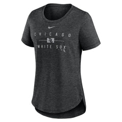 Chicago White Sox Women's Knockout Team Stack Tri-Blend T-Shirt Heather Black