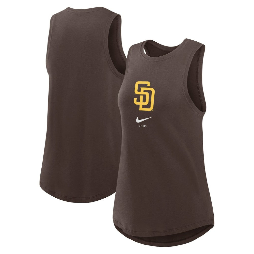 San Diego Padres Women's Legacy Icon High Neck Dri-FIT Tank Top Brown