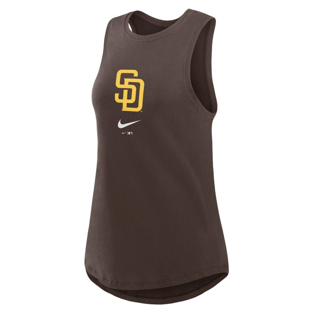 San Diego Padres Women's Legacy Icon High Neck Dri-FIT Tank Top Brown