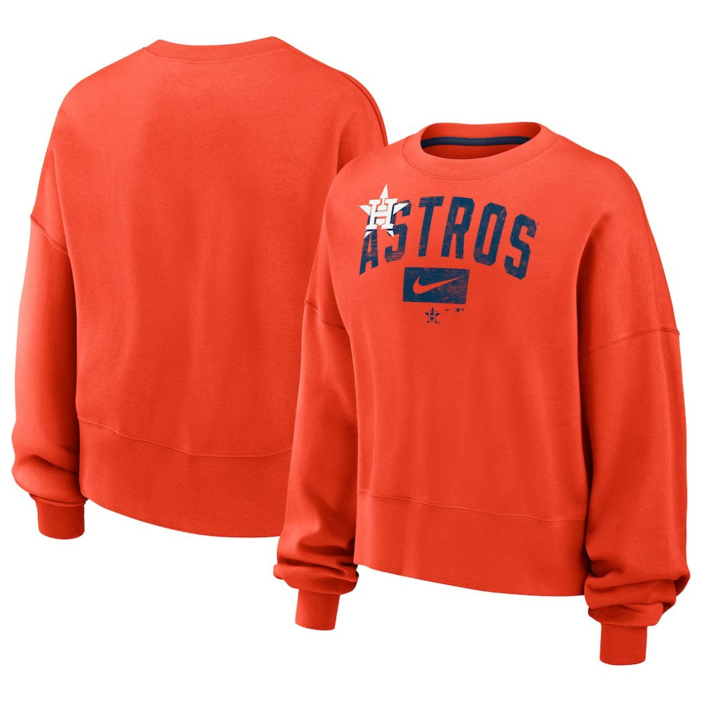 Houston Astros Women's Oversized Cropped Pullover Sweatshirt Orange