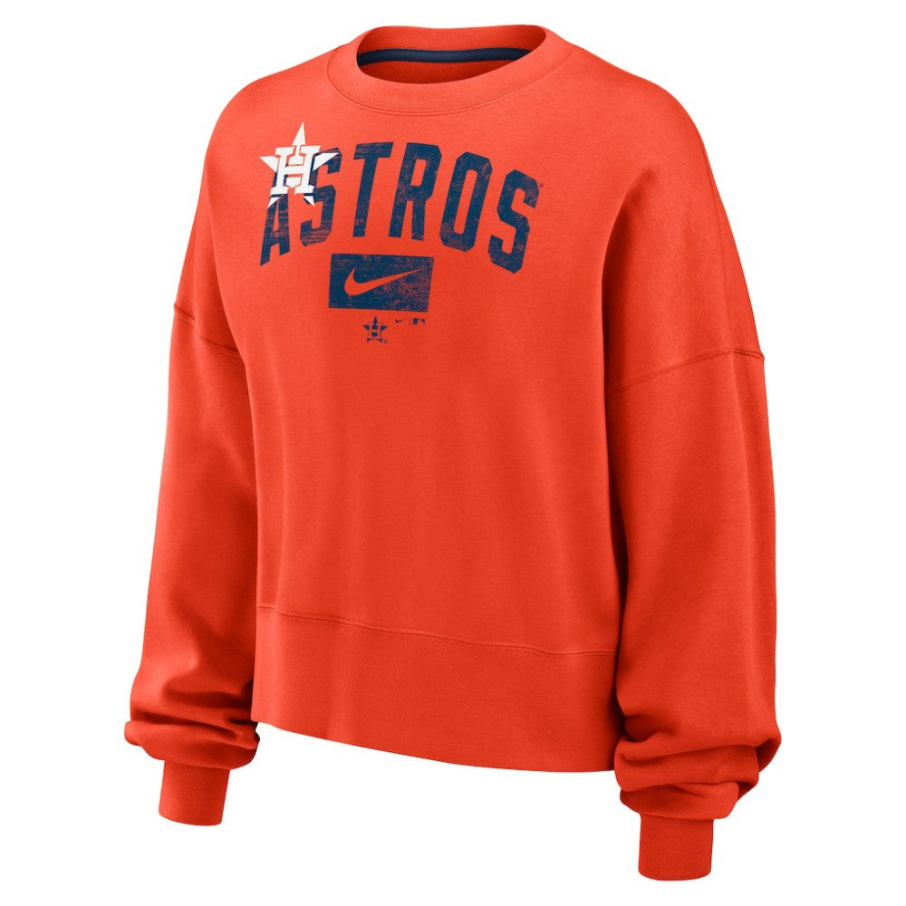 Houston Astros Women's Oversized Cropped Pullover Sweatshirt Orange