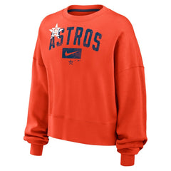 Houston Astros Women's Oversized Cropped Pullover Sweatshirt Orange