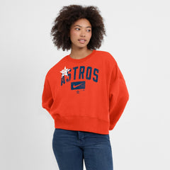 Houston Astros Women's Oversized Cropped Pullover Sweatshirt Orange