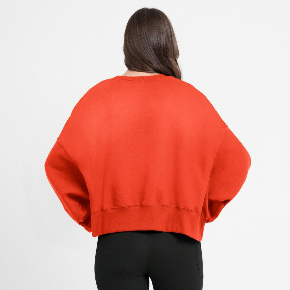 Houston Astros Women's Oversized Cropped Pullover Sweatshirt Orange