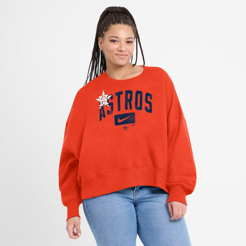Houston Astros Women's Oversized Cropped Pullover Sweatshirt Orange