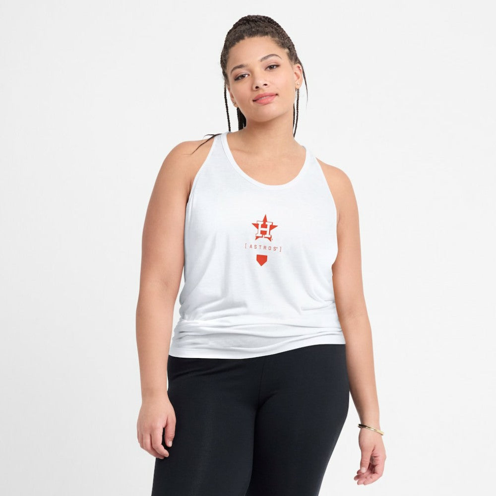 Houston Astros Women's Open-Back Crisscross Dri-FIT Tank Top White