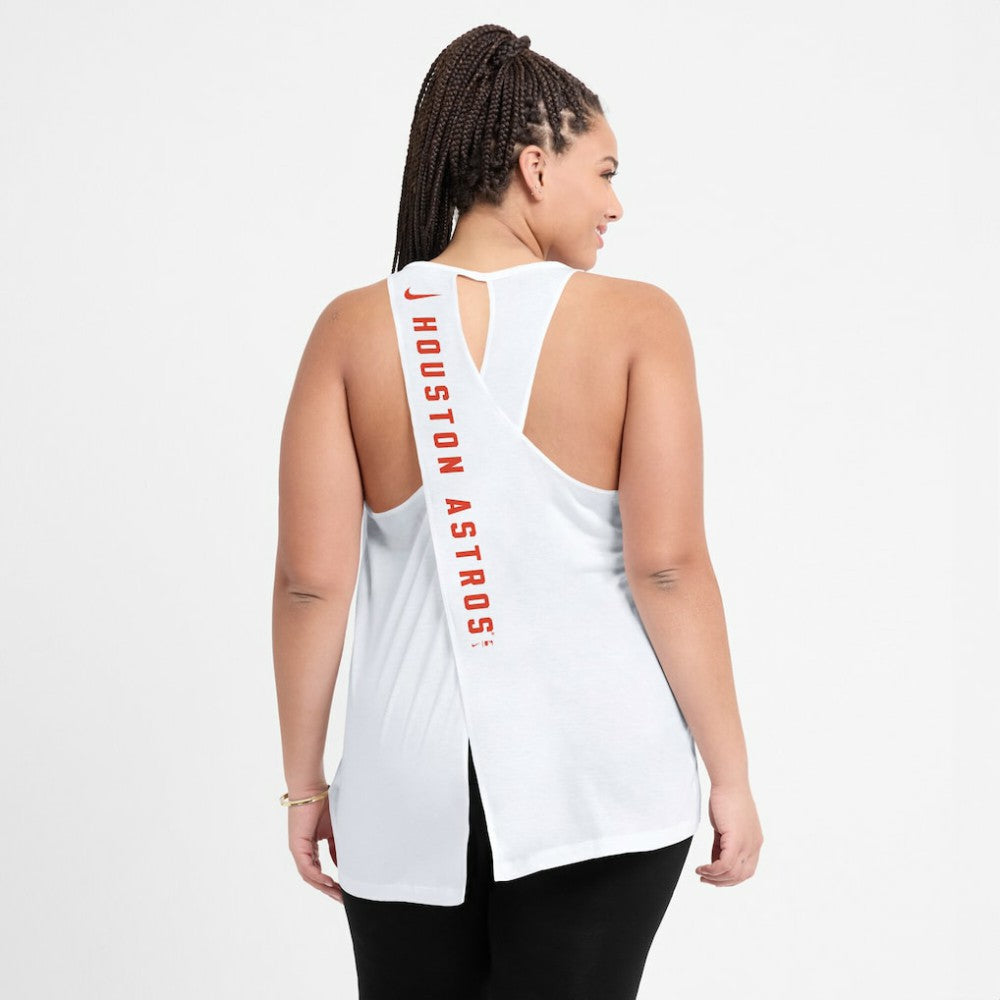 Houston Astros Women's Open-Back Crisscross Dri-FIT Tank Top White