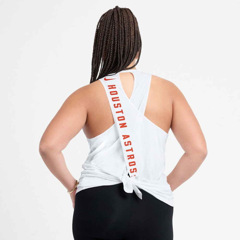 Houston Astros Women's Open-Back Crisscross Dri-FIT Tank Top White