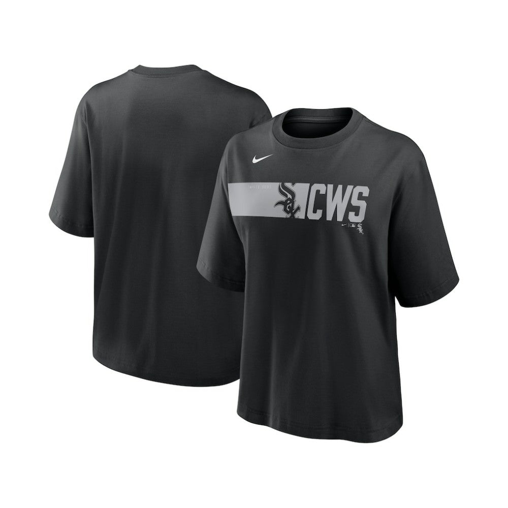Chicago White Sox Women's Knockout Boxy T-Shirt Black