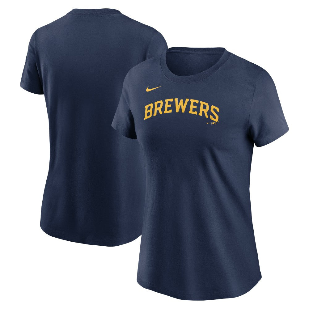 Milwaukee Brewers Women's Wordmark T-Shirt Navy
