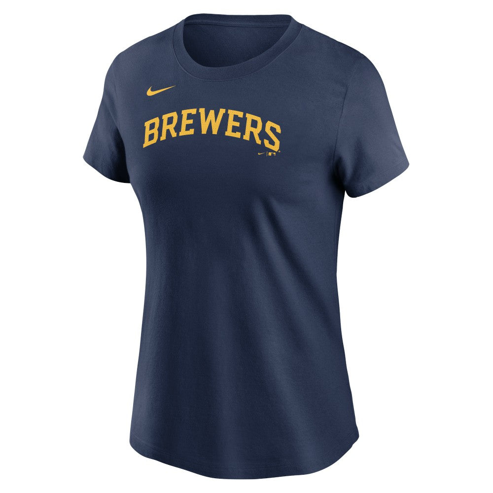 Milwaukee Brewers Women's Wordmark T-Shirt Navy