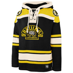 Boston Bruins '47 100th Anniversary Superior Lacer Pullover Hoodie - Black Hoodies