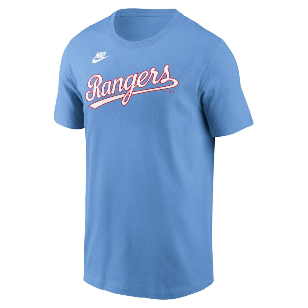 Texas Rangers Cooperstown Collection Wordmark T-Shirt Light Blue