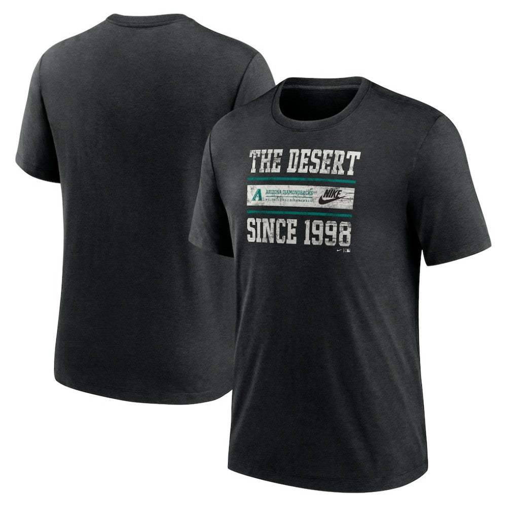 Arizona Diamondbacks Cooperstown Collection Local Stack Tri-Blend T-Shirt Heather Black