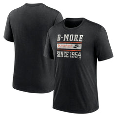 Baltimore Orioles Cooperstown Collection Local Stack Tri-Blend T-Shirt Heather Black