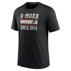 Baltimore Orioles Cooperstown Collection Local Stack Tri-Blend T-Shirt Heather Black