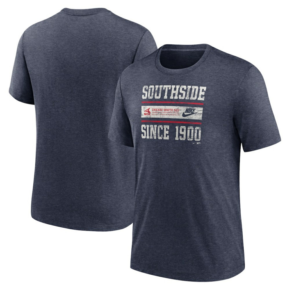 Chicago White Sox Cooperstown Collection Local Stack Tri-Blend T-Shirt Heather Navy