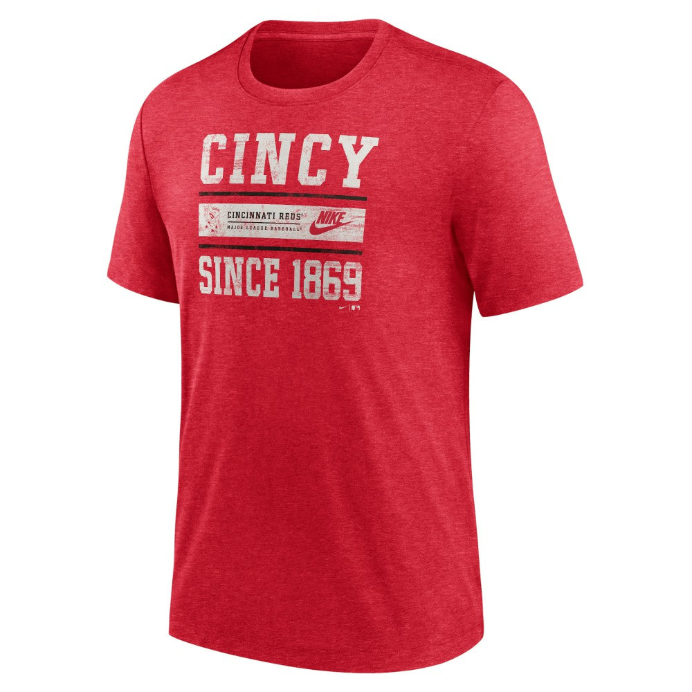 Cincinnati Reds Cooperstown Collection Local Stack Tri-Blend T-Shirt Heather Red