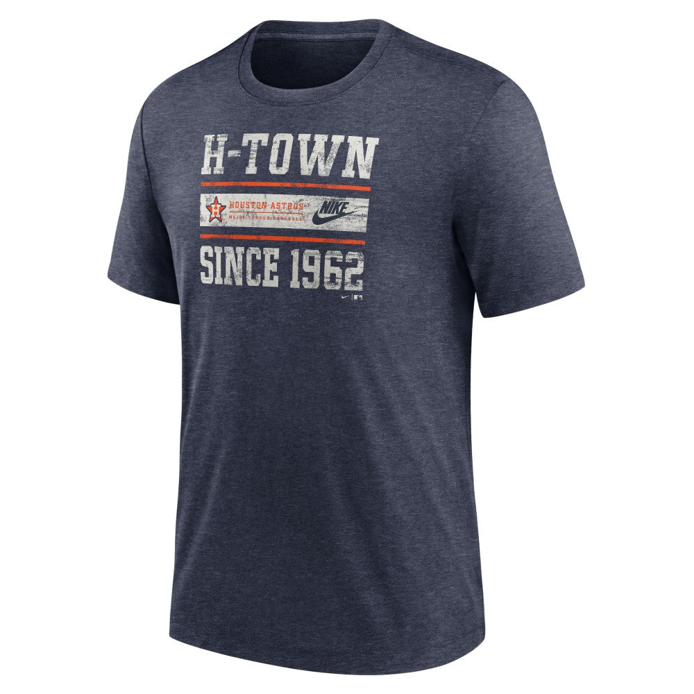 Houston Astros Cooperstown Collection Local Stack Tri-Blend T-Shirt Heather Navy