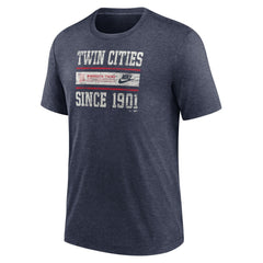 Minnesota Twins Cooperstown Collection Local Stack Tri-Blend T-Shirt Heather Navy