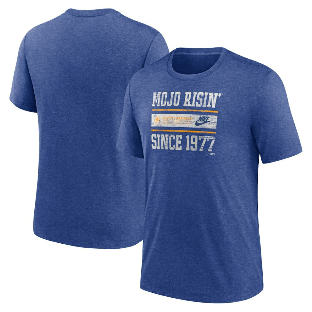 Seattle Mariners Cooperstown Collection Local Stack Tri-Blend T-Shirt Heather Royal