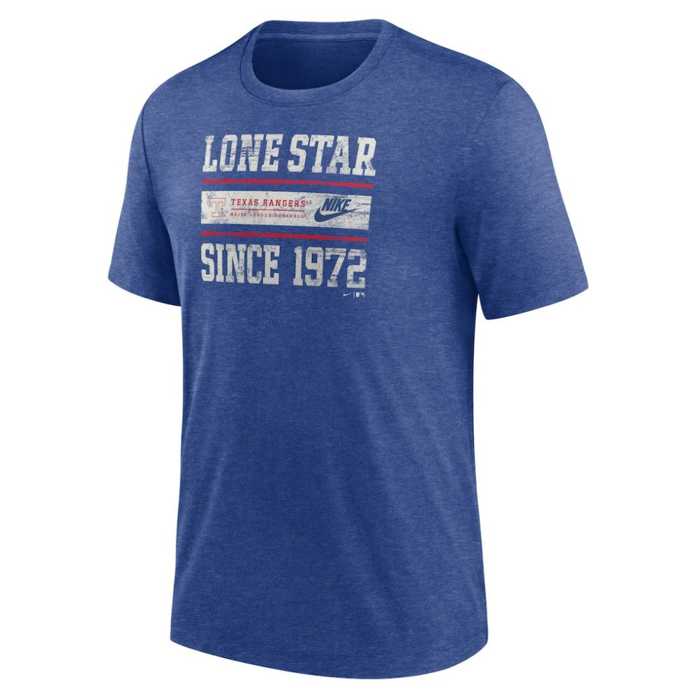 Texas Rangers Cooperstown Collection Local Stack Tri-Blend T-Shirt Heather Royal