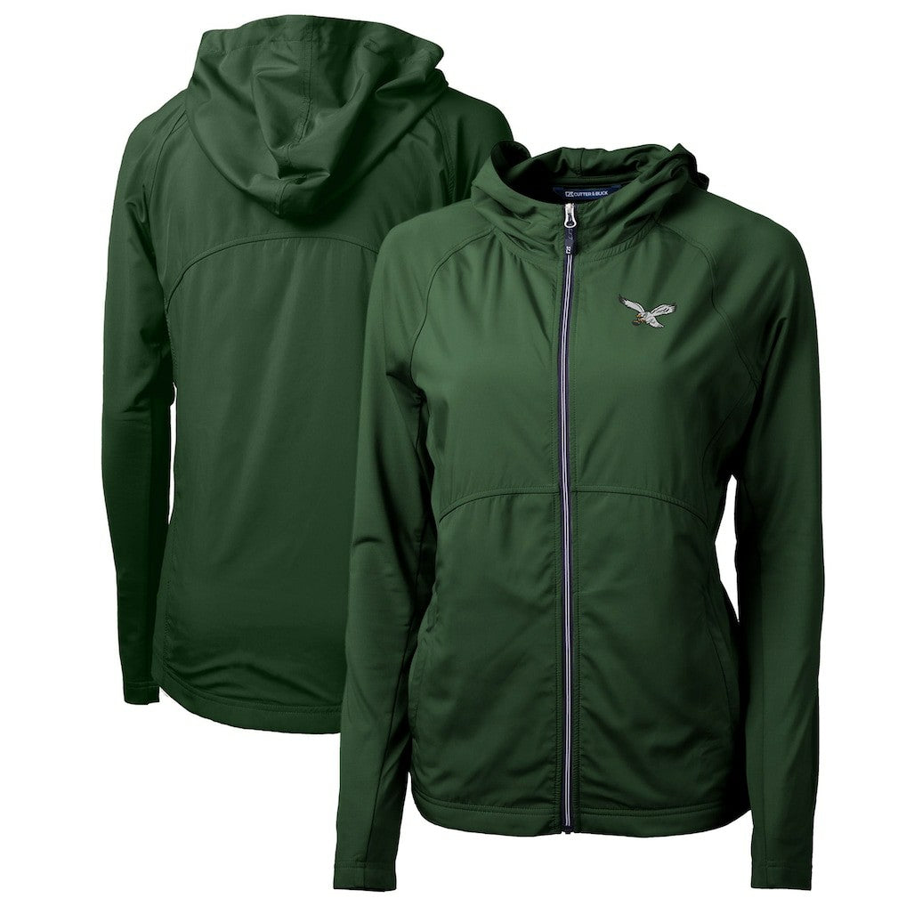 Philadelphia Eagles Cutter & Buck Women's Gridiron Classics Logo Adapt Eco Knit Hybrid Recycled Full-Zip Hoodie - Hunter Green online