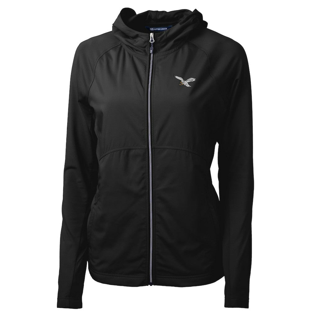 Philadelphia Eagles Cutter & Buck Women's Gridiron Classics Logo Adapt Eco Knit Hybrid Recycled Full-Zip Hoodie - Black cheap